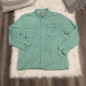 10,000 ft Green Vented Button Down Fishing Shirt